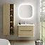 Ensemble salle de bains L. 84 cm meuble sous vasque décor bois natuel + plan vasque blanc mat Alba