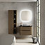 Ensemble salle de bains L. 84 cm meuble sous vasque décor noyer + plan vasque noir mat Alba