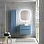 Ensemble salle de bains L. 84 cm meuble sous vasque + plan de toilette bleu mat Alba