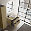 Ensemble salle de bains L. 84 cm meuble sous vasque + plan de toilette décor bois natuel Alba