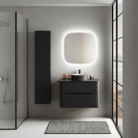 Ensemble salle de bains L. 84 cm meuble sous vasque + plan de toilette noir mat Alba