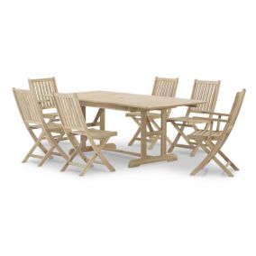 Ensemble salle à manger de jardin table extensible 150-210x90 + 4 chaises sans bras + 2 chaises avec accoudoirs - Java Light