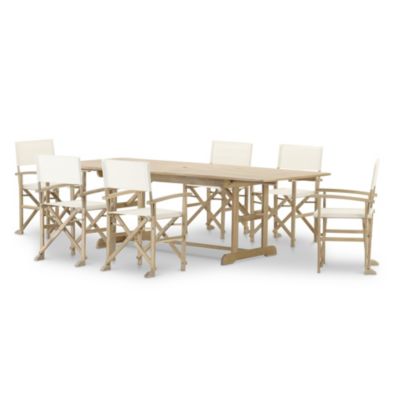 Ensemble salle à manger de jardin table extensible 180-240x100 + 6 chaises directeur brut - Java Light