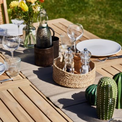 Ensemble salle à manger de jardin table extensible 180-240x100 + 6 chaises directeur brut - Java Light