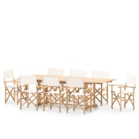 Ensemble salle à manger de jardin table extensible 180-240x100 + 8 chaises directeur brut - Java Light