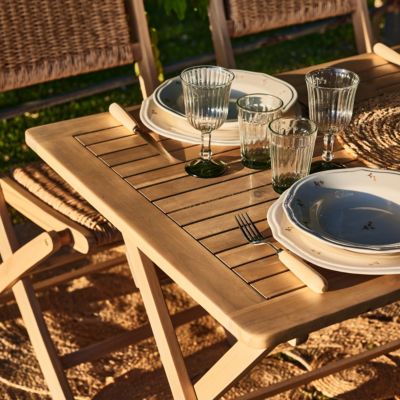 Ensemble salle à manger de jardin table pliante 120x70 + 4 chaises avec accoudoirs - Java Light