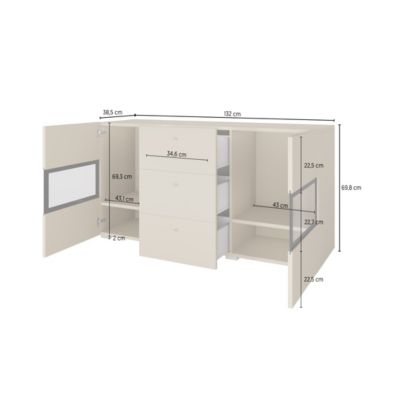 Ensemble salon complet RAMOS  Chene et noir  7 meubles avec LED multicolore intégrée