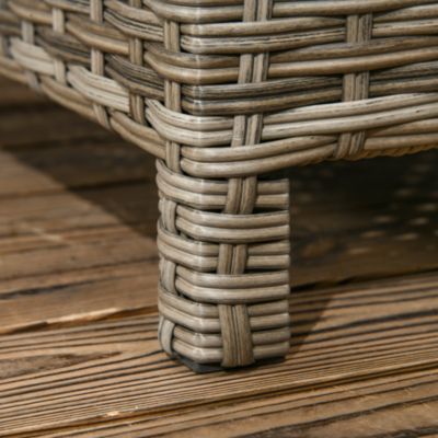 Ensemble salon de jardin 2 places 4 pcs - canapé, repose-pieds, 2 tables basses - coussins inclus - résine grise polyester kaki