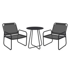 Ensemble salon de jardin 3 pcs 2 fauteuils et table ronde gris