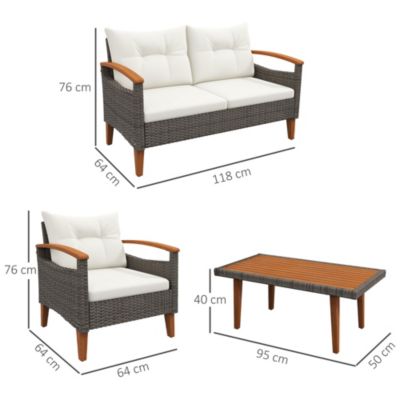 Ensemble Salon De Jardin 4 Places Tectake Comosa - Canapé Et Fauteuils - Housse Polyester Imperméable - Brun