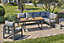 Ensemble salon de jardin rectangulaire en Acacia, aluminium et polyspun Yonaha DCB Garden mat gris anthracite et marron H.710cm