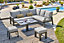 Ensemble salon de jardin rectangulaire en aluminium et polyester Ibiza DCB Garden mat gris anthracite et crème H.840 x l.30 cm