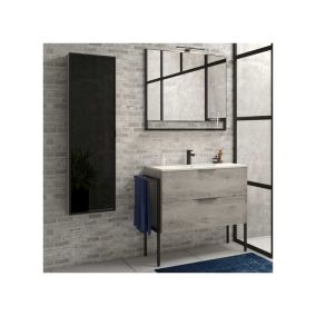 Ensemble SDB 104 cm Gris + vasque + miroir + colonne - ALTDORF