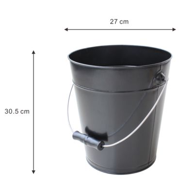 Ensemble seau 13L pelle et balayette en acier galvanisé noir GoodHome Guzet