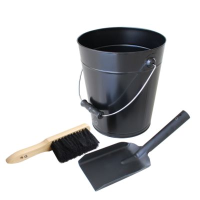 Ensemble seau 13L pelle et balayette en acier galvanisé noir GoodHome Guzet