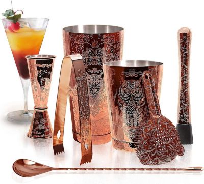 Ensemble Shaker à Cocktail 7 Pièces Cuivre