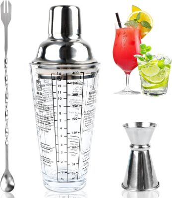 Ensemble Shaker à Cocktail avec Verre Doseur