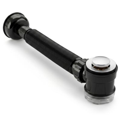 Ensemble Siphon gain de place flexible et Bonde lavabo Clic Clac chromé
