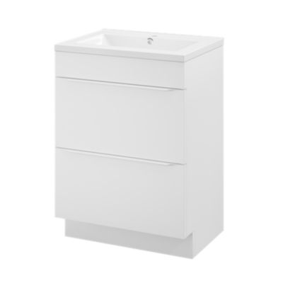 Ensemble sous vasque à poser blanc mat + plan vasque Nira blanc l.60 cm, GoodHome Imandra