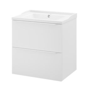 Ensemble sous vasque à suspendre blanc mat + plan vasque Lana blanc l.60 cm, GoodHome Imandra