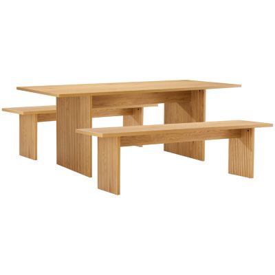 Ensemble table 180cm et 2 bancs style scandinave ALMA - HAPPY GARDEN