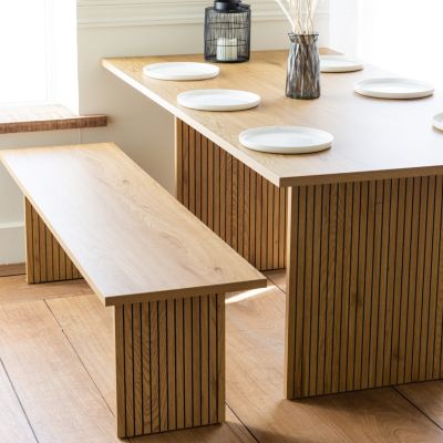 Ensemble table 180cm et 2 bancs style scandinave ALMA - HAPPY GARDEN