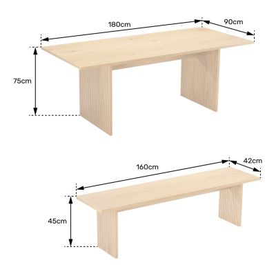 Ensemble table 180cm et 2 bancs style scandinave ALMA - HAPPY GARDEN