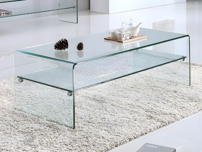 Ensemble Table basse + Meuble TV  - Verre trempé - Séjour design STILEOS
