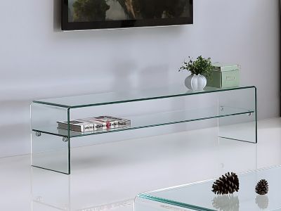 Ensemble Table basse + Meuble TV  - Verre trempé - Séjour design STILEOS