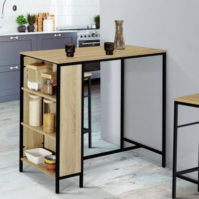 Ensemble table de bar DETROIT et 2 tabourets design industriel