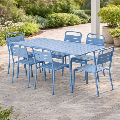 Ensemble table de jardin 160 cm et 6 chaises bleu BERGAME