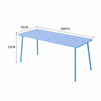 Ensemble table de jardin 160 cm et 6 chaises bleu BERGAME