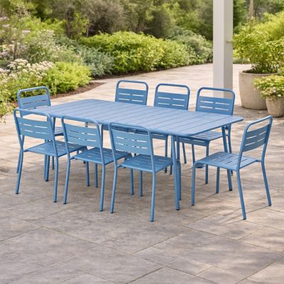 Ensemble table de jardin 160 cm et 6 chaises bleu BERGAME
