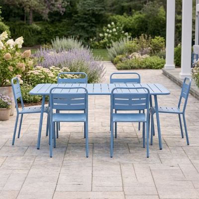Ensemble table de jardin 160 cm et 6 chaises bleu BERGAME