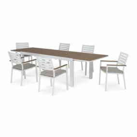 Ensemble table de jardin 300-200x100 cm et 6 chaises aluminium blanc - Osaka