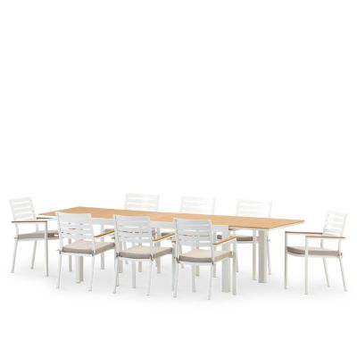 Ensemble table de jardin 300-200x100 cm et 8 chaises aluminium blanc - Osaka
