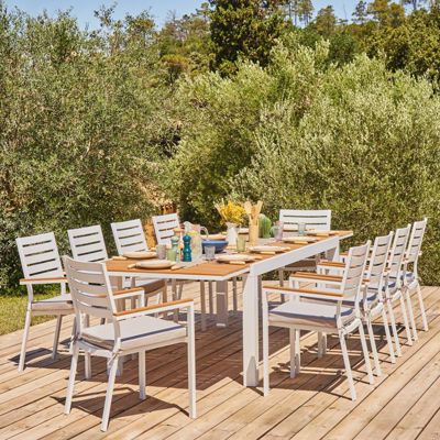 Ensemble table de jardin 300-200x100 cm et 8 chaises aluminium blanc - Osaka