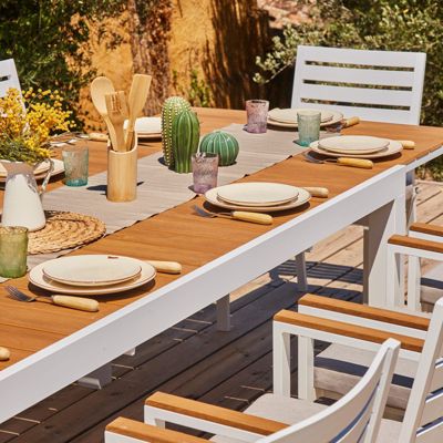 Ensemble table de jardin 300-200x100 cm et 8 chaises aluminium blanc - Osaka