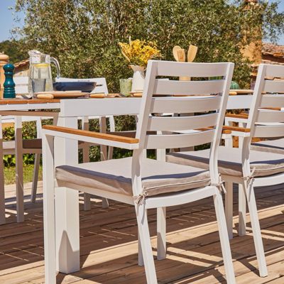 Ensemble table de jardin 300-200x100 cm et 8 chaises aluminium blanc - Osaka