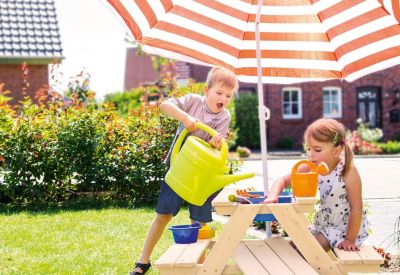 Ensemble Table de Jardin-Bac à Sable-Bac à Eau-Enfants-Bois