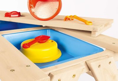 Ensemble Table de Jardin-Bac à Sable-Bac à Eau-Enfants-Bois