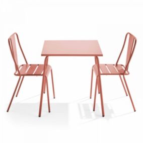 Ensemble table de jardin carrée et 2 chaises bistrot argile Palavas  Oviala