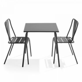 Ensemble table de jardin carrée et 2 chaises bistrot gris Palavas  Oviala