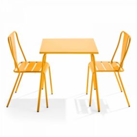 Ensemble table de jardin carrée et 2 chaises bistrot jaune Palavas  Oviala