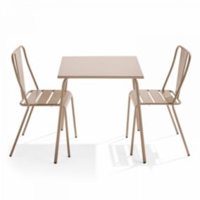 Ensemble table de jardin carrée et 2 chaises bistrot taupe Palavas  Oviala