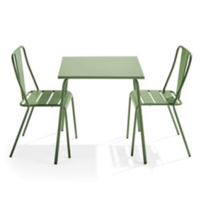 Ensemble table de jardin carrée et 2 chaises bistrot vert cactus Palavas  Oviala