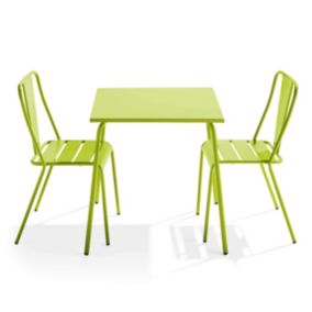 Ensemble table de jardin carrée et 2 chaises bistrot vert Palavas  Oviala