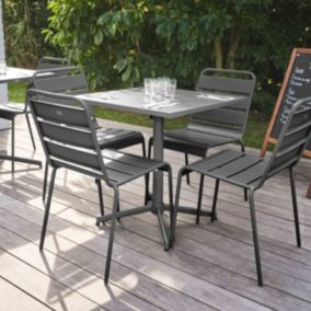 Ensemble table de jardin carrée et 4 chaises anthracite Palavas  Oviala