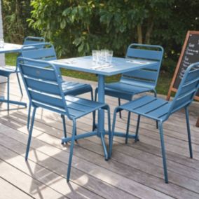 Ensemble table de jardin carrée et 4 chaises bleu pacific Palavas  Oviala