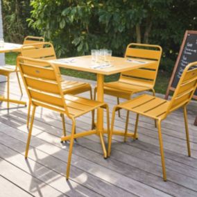 Ensemble table de jardin carrée et 4 chaises jaune Palavas  Oviala